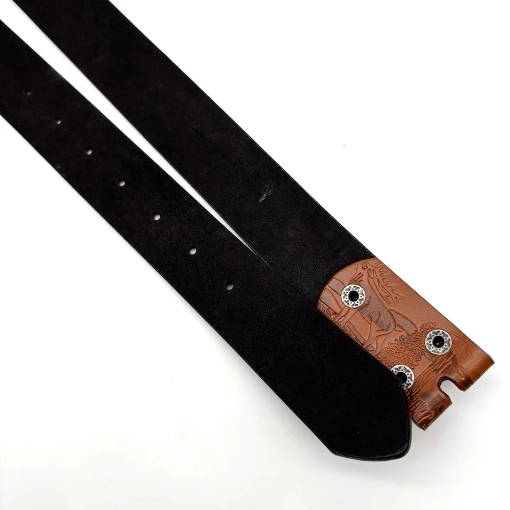 NEW Brown Faux Leather Woodland Animals Scene Tooled Western Belt 31-39